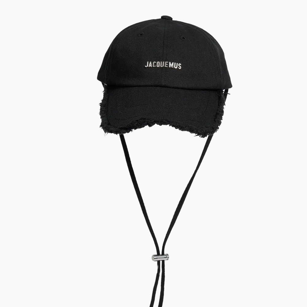 Jacquemus Black Frayed Edge Cap